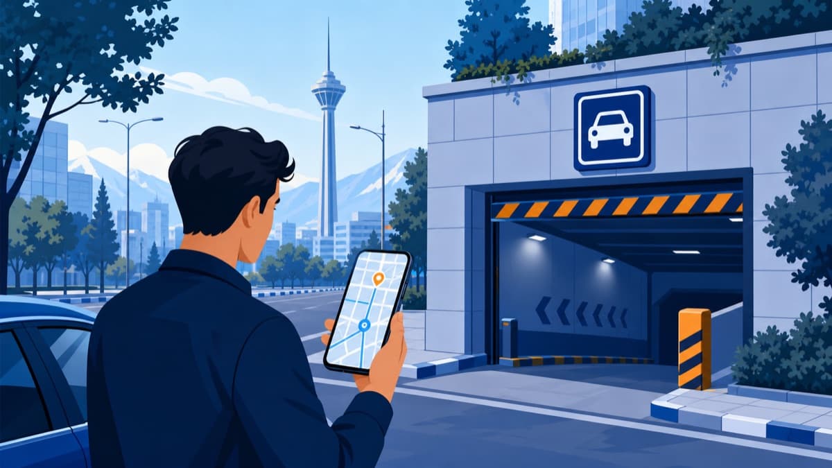 جست‌وجوی پارکینگ نزدیک مقصد روی نقشه